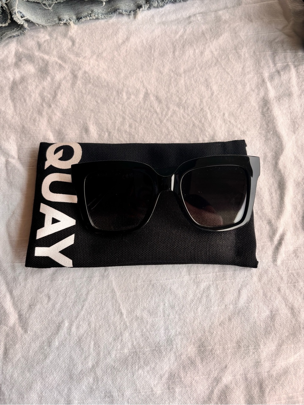 Quay Australia Black Oversized Square Sunglasses